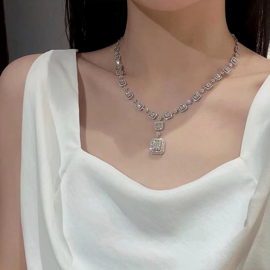 14k Gold 6 Ct Natural H Diamond Necklace - 5