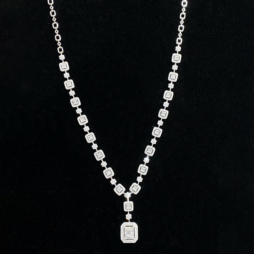 14k Gold 6 Ct Natural H Diamond Necklace - 7