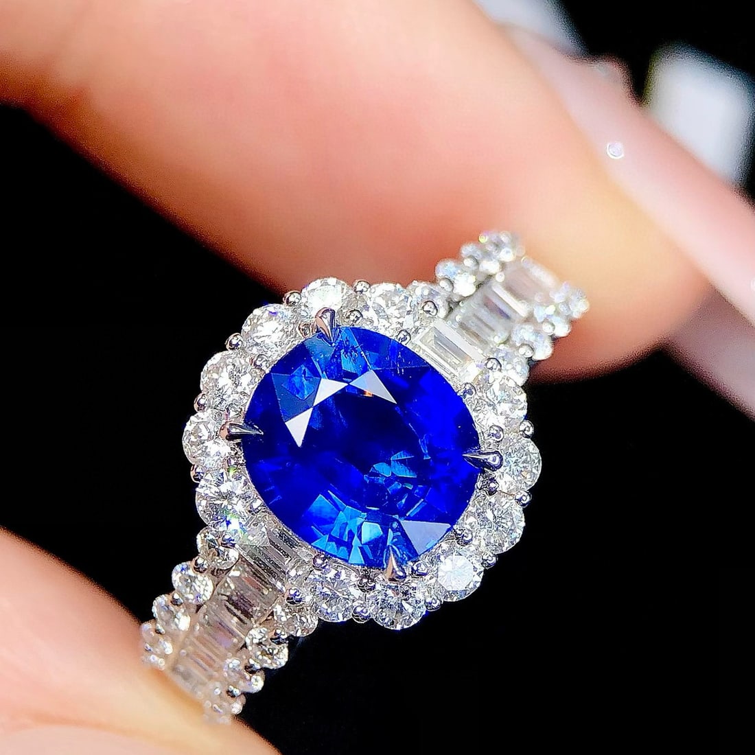 14k Gold 2.97 Ctw Natural Sapphire & Diamond Ring - 3