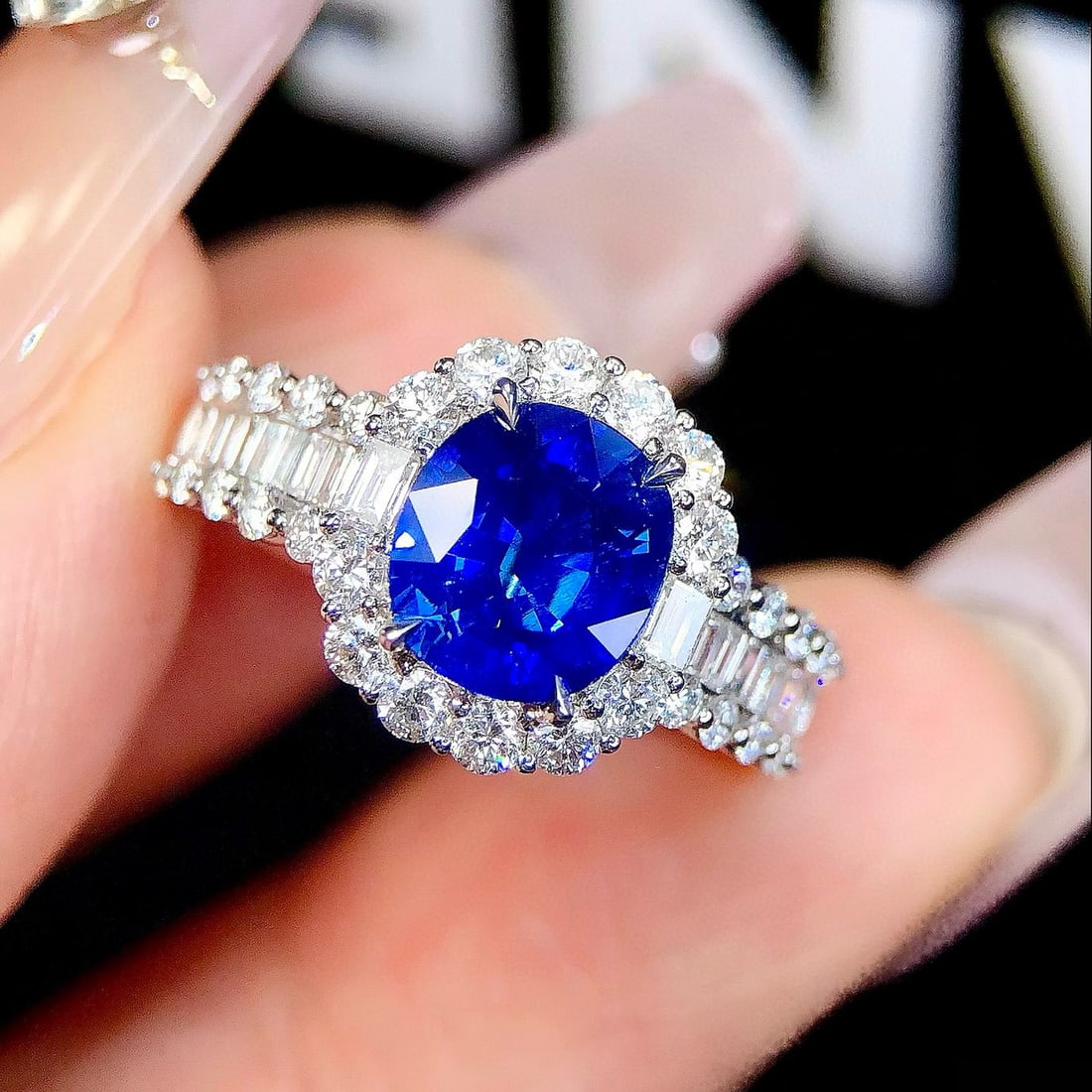 14k Gold 2.97 Ctw Natural Sapphire & Diamond Ring - 4