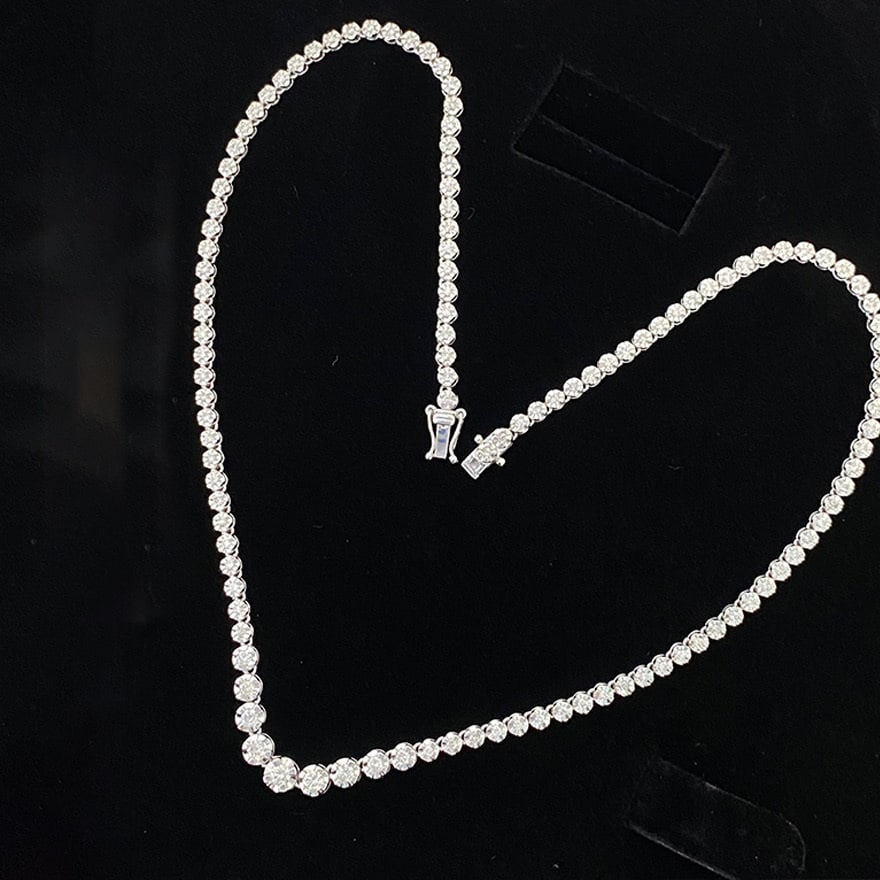 14k Gold 3 Ct Natural H Diamond Necklace - 3