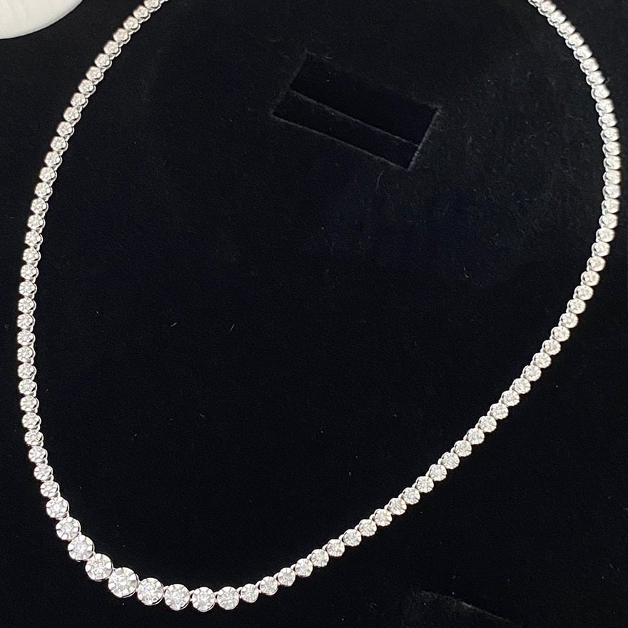 14k Gold 3 Ct Natural H Diamond Necklace - 4