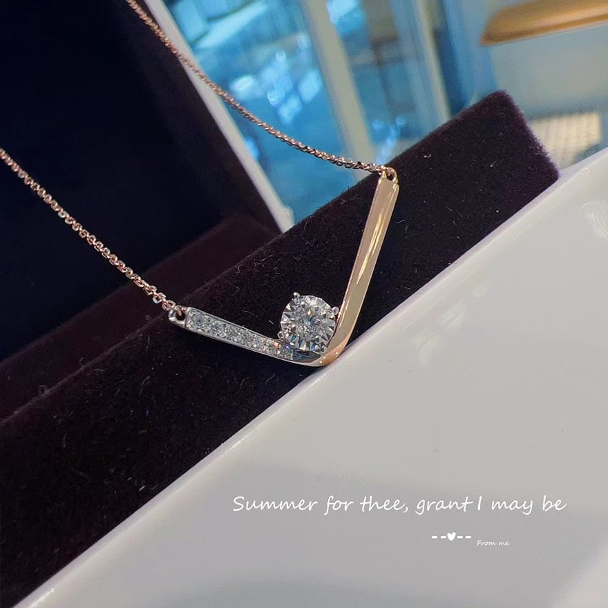 14k Gold 0.10 Ctw Natural H Diamond Necklace - 2