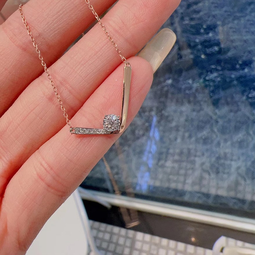 14k Gold 0.10 Ctw Natural H Diamond Necklace - 3