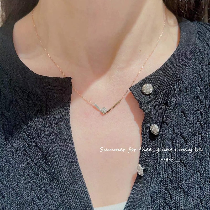 14k Gold 0.10 Ctw Natural H Diamond Necklace - 4