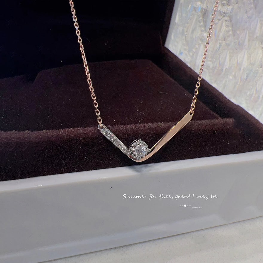 14k Gold 0.10 Ctw Natural H Diamond Necklace - 5