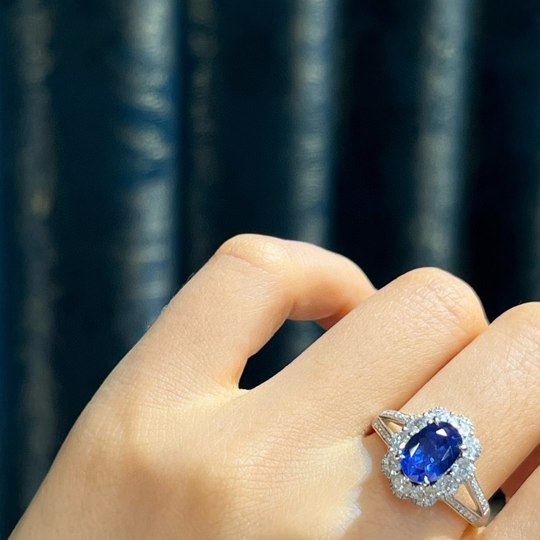 14k Gold 2.90 Ctw Natural Sapphire & Diamond Ring - 6