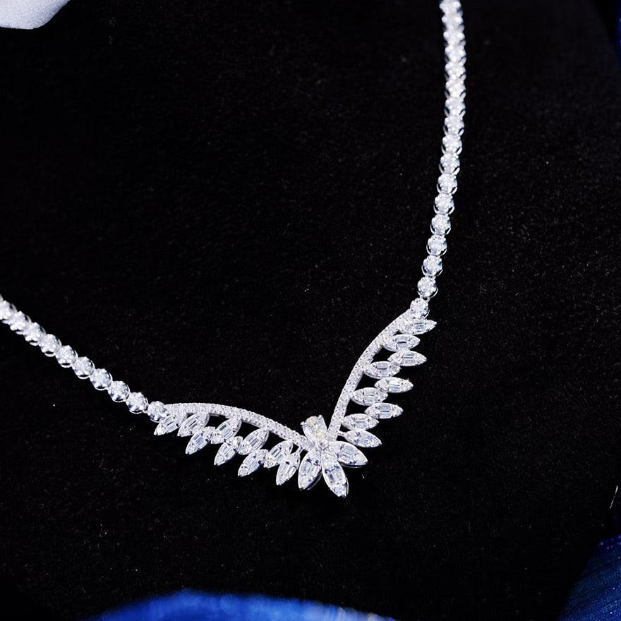 14k Gold 1.2 Ct Natural H Diamond Necklace - 5