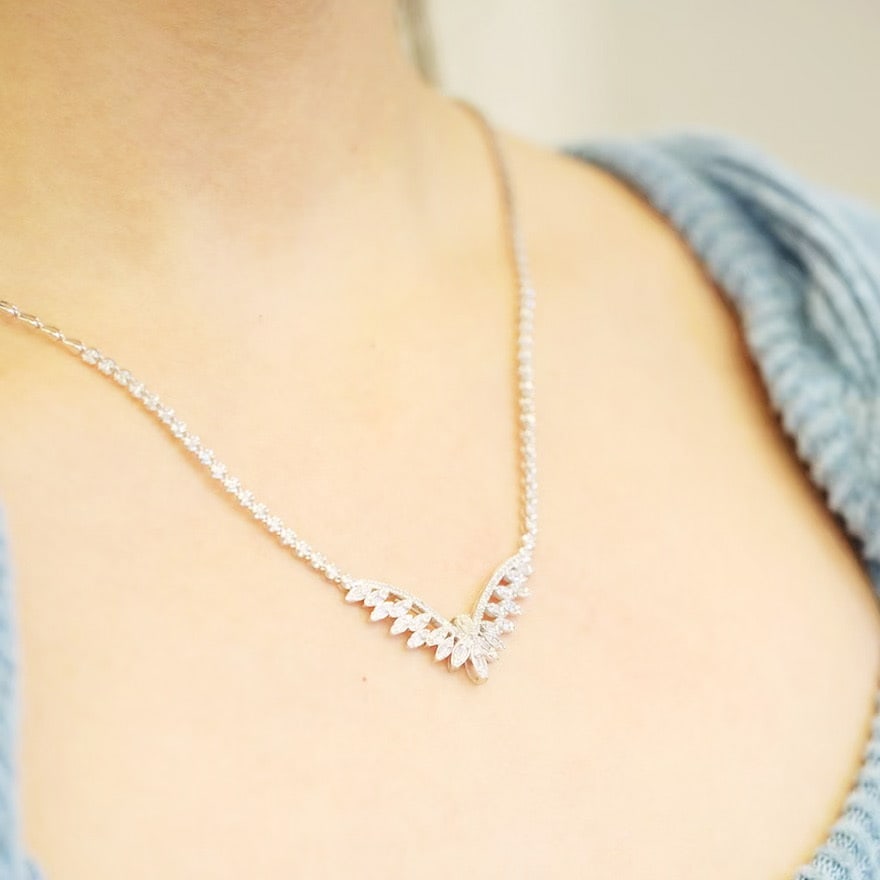 14k Gold 1.2 Ct Natural H Diamond Necklace - 7