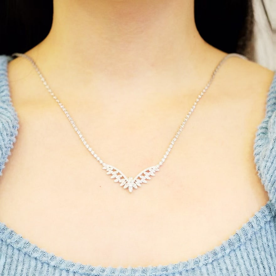 14k Gold 1.2 Ct Natural H Diamond Necklace - 8