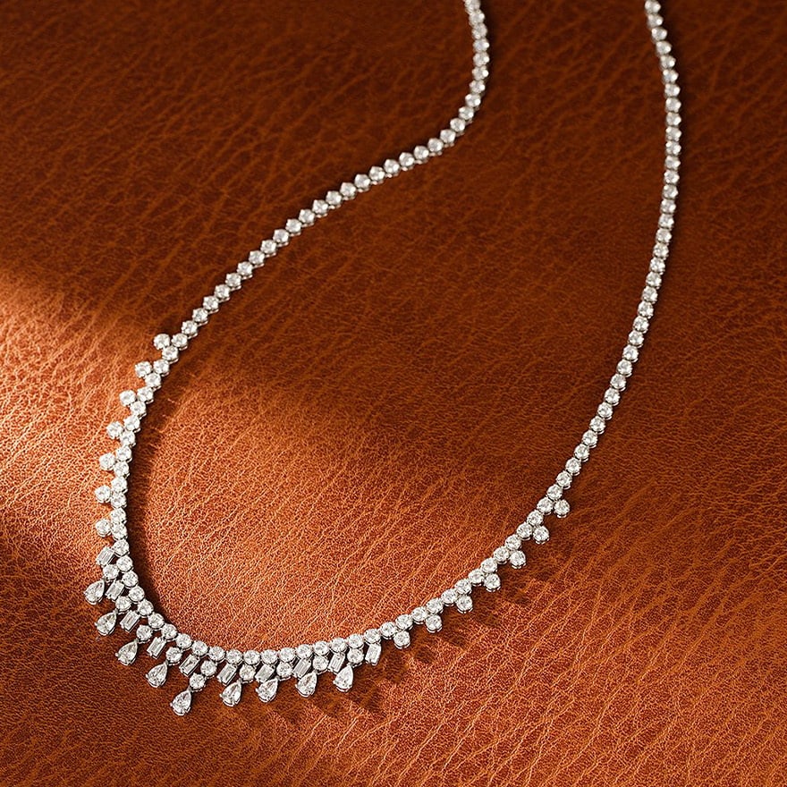 14k Gold 9.4 Ct Natural H Diamond Necklace - 2