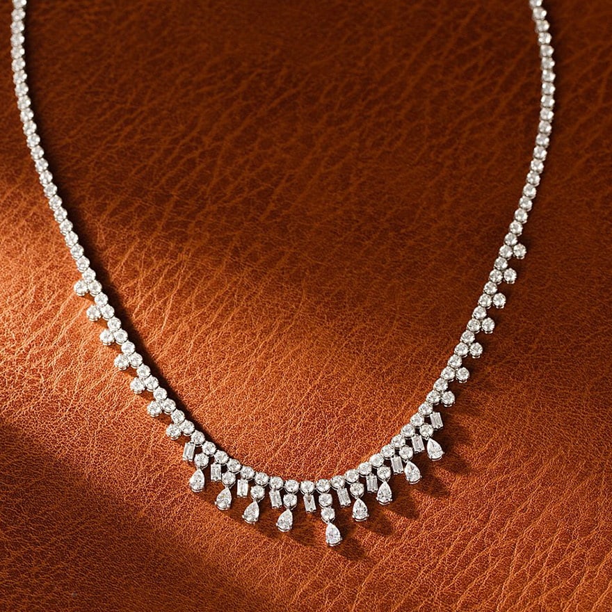 14k Gold 9.4 Ct Natural H Diamond Necklace - 3