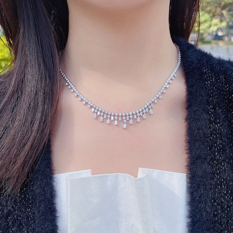 14k Gold 9.4 Ct Natural H Diamond Necklace - 4