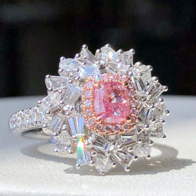 14k Gold 1.50 Ctw Natural Pink Diamond & Diamond Ring/pendant( Without Chain ) - 2