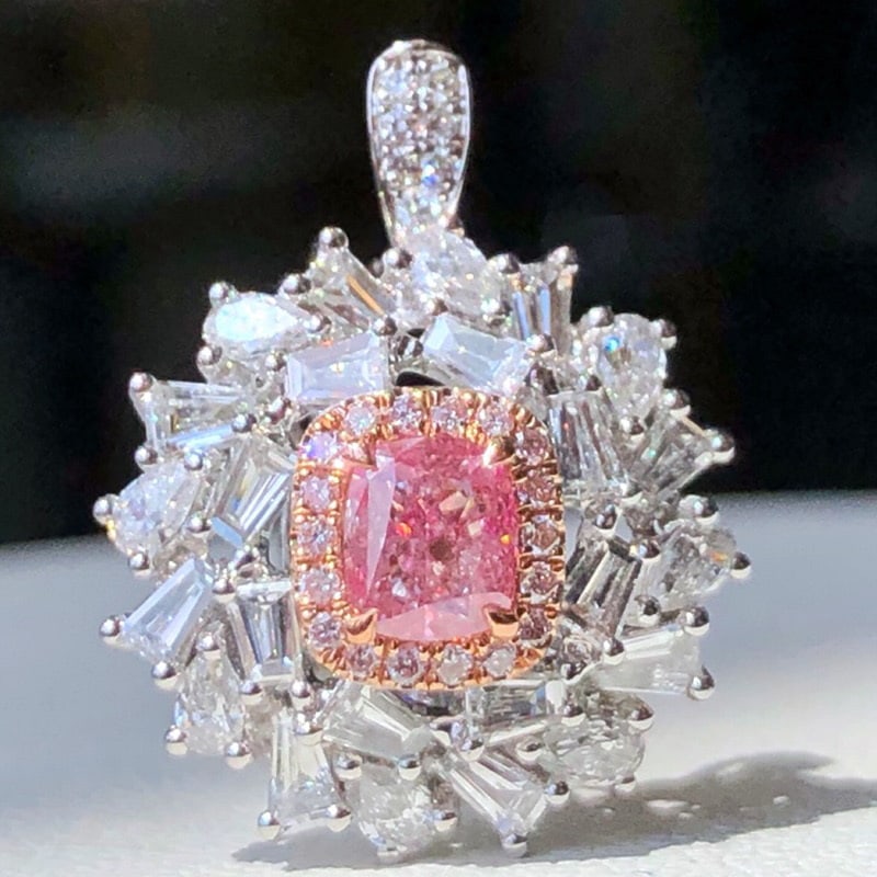 14k Gold 1.50 Ctw Natural Pink Diamond & Diamond Ring/pendant( Without Chain ) - 3