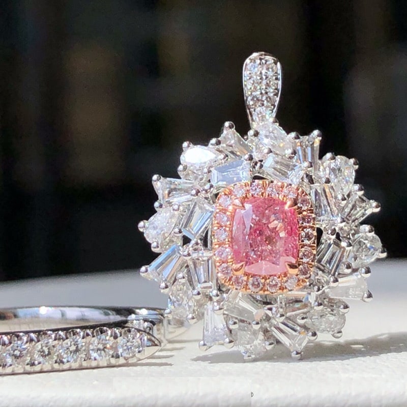 14k Gold 1.50 Ctw Natural Pink Diamond & Diamond Ring/pendant( Without Chain ) - 4