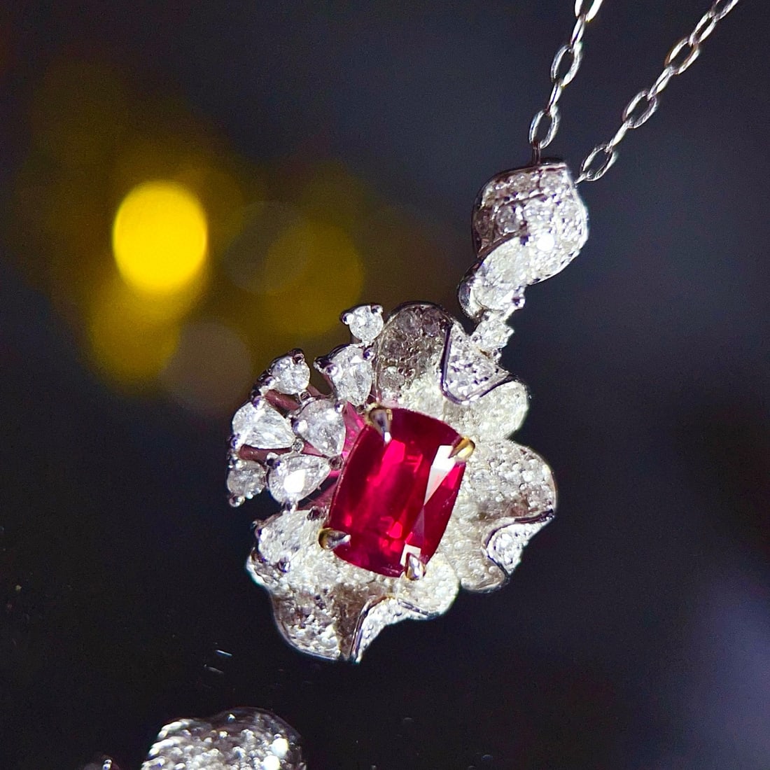 14k Gold 1.83 Ctw Natural Ruby & Diamond Pendant( Without Chain ) - 2