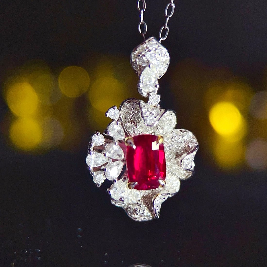 14k Gold 1.83 Ctw Natural Ruby & Diamond Pendant( Without Chain ) - 3