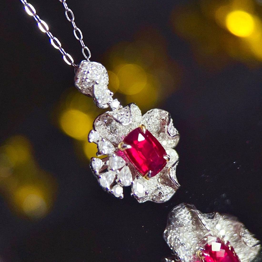14k Gold 1.83 Ctw Natural Ruby & Diamond Pendant( Without Chain ) - 4