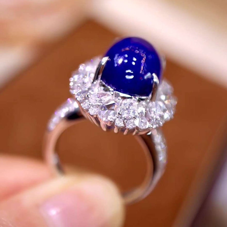 14k Gold 13.11 Ctw Natural Sapphire & Diamond Ring - 3