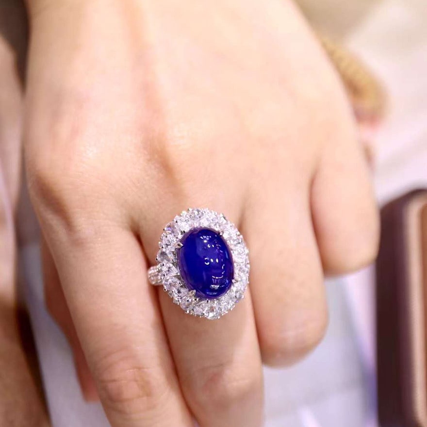 14k Gold 13.11 Ctw Natural Sapphire & Diamond Ring - 4