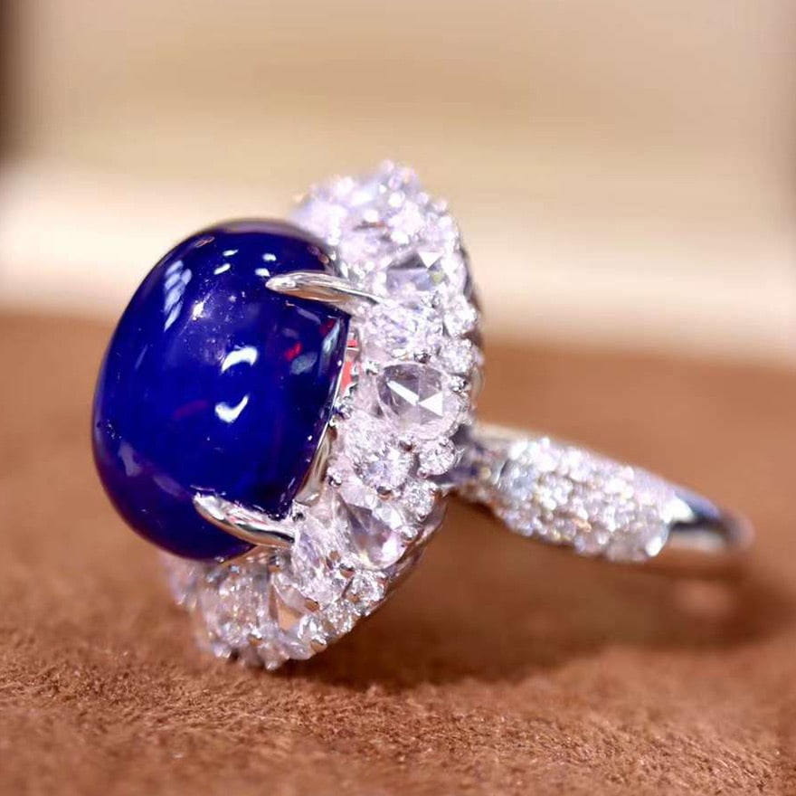 14k Gold 13.11 Ctw Natural Sapphire & Diamond Ring - 5