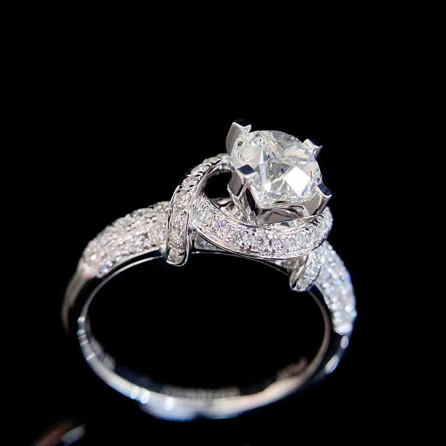 Gia Certified 14k Gold 0.90 Ct Natural H Vvs1 3ex Round Diamond Ring - 2