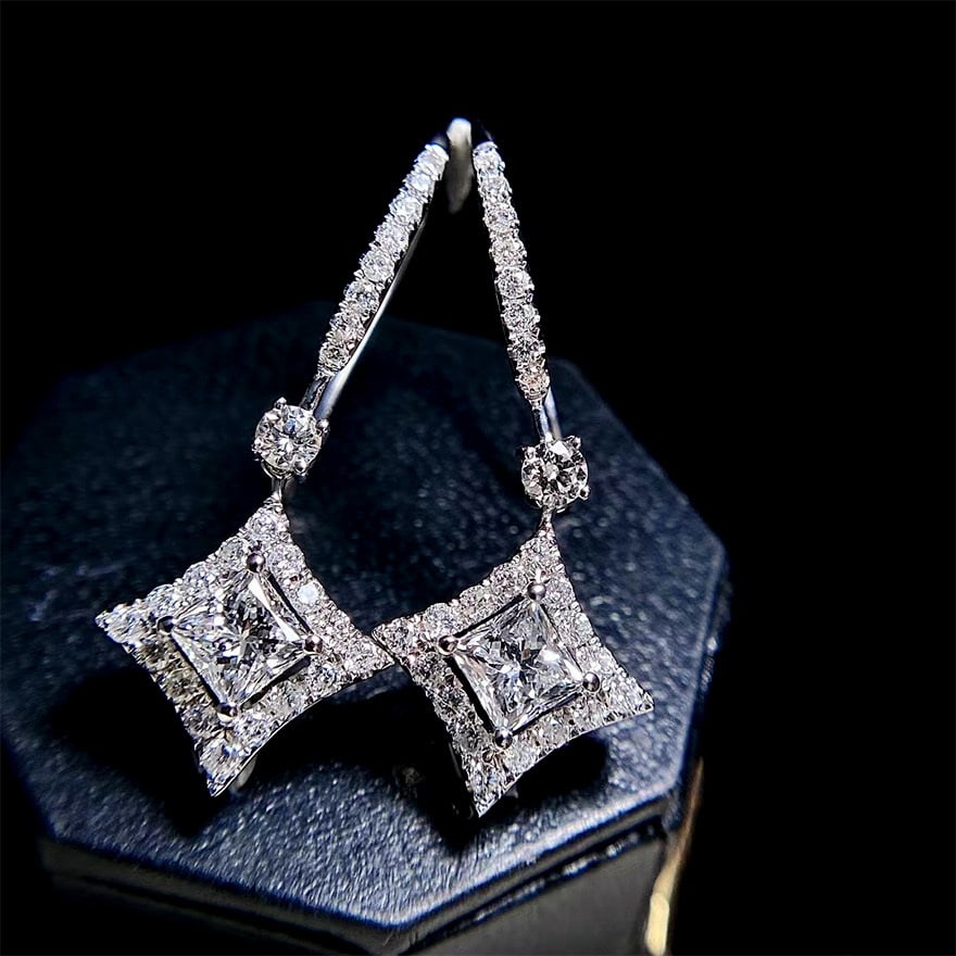 14k Gold 0.87 Ctw Natural H Diamond Earrings - 4