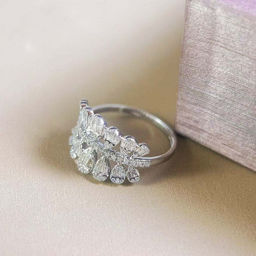 14k Gold 0.62 Ct Natural H Diamond Ring - 5