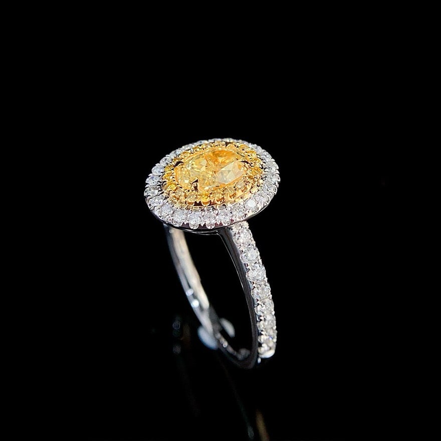 14k Gold 1.25 Ctw Natural Yellow Diamond & Diamond Ring - 2