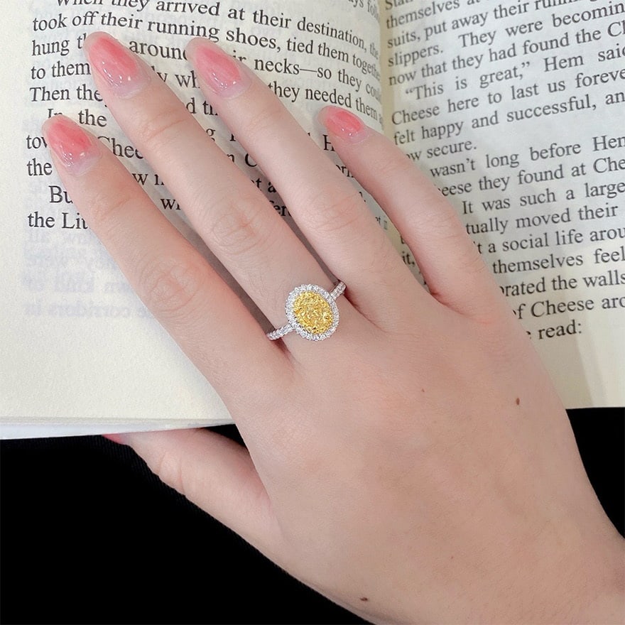 14k Gold 1.25 Ctw Natural Yellow Diamond & Diamond Ring - 3