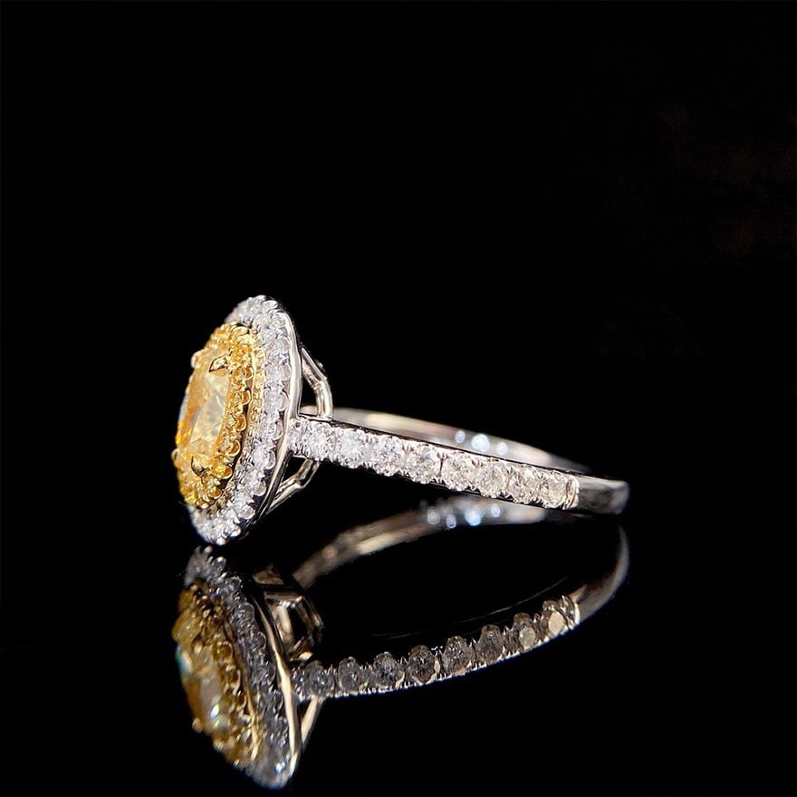 14k Gold 1.25 Ctw Natural Yellow Diamond & Diamond Ring - 5