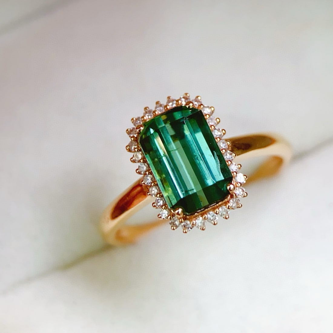 14k Gold 2.09 Ctw Natural Tourmaline & Diamond Ring - 3