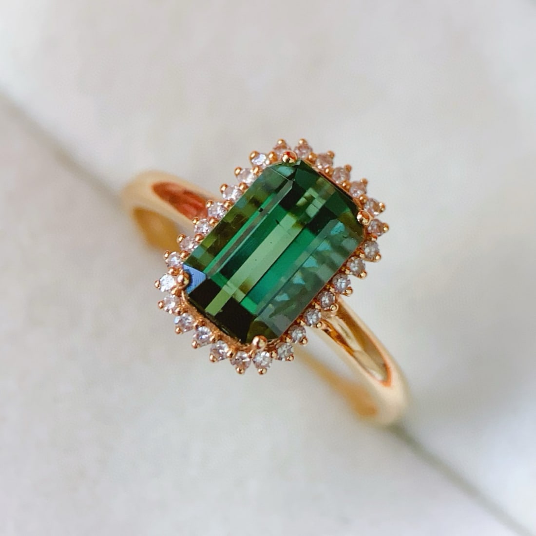 14k Gold 2.09 Ctw Natural Tourmaline & Diamond Ring - 5