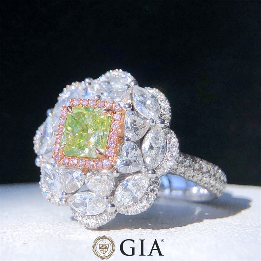 14k Gold 3.70 Ctw Natural Green Diamond & Diamond Ring/pendant( Without Chain ) - 3