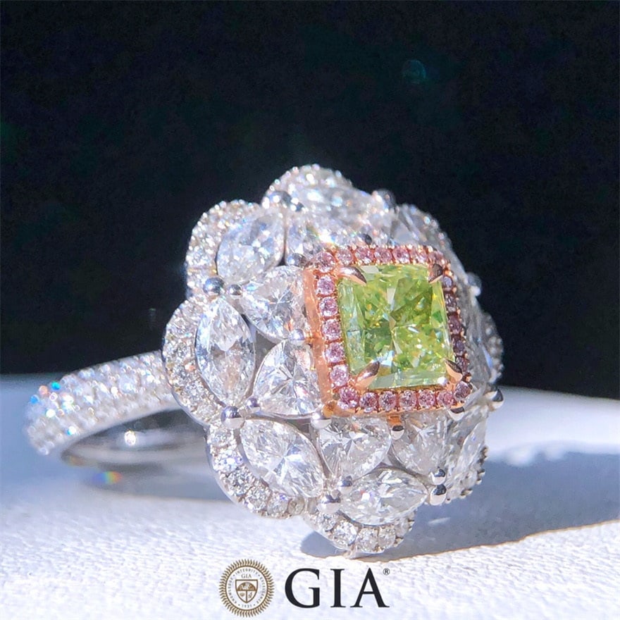 14k Gold 3.70 Ctw Natural Green Diamond & Diamond Ring/pendant( Without Chain ) - 4