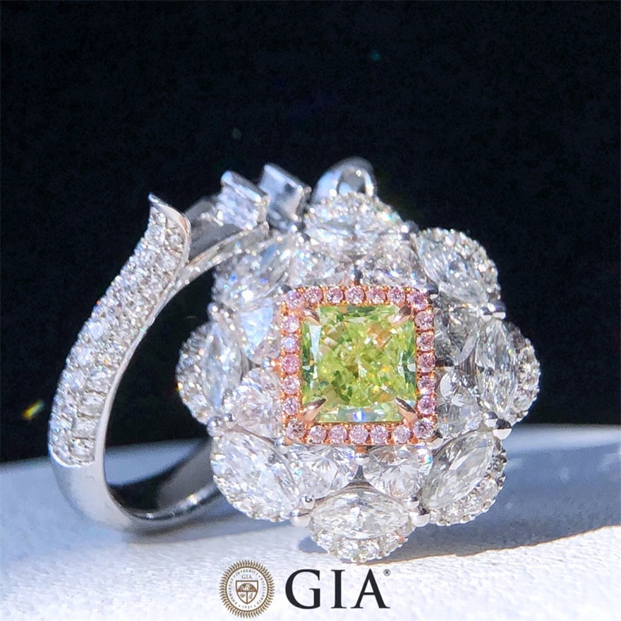 14k Gold 3.70 Ctw Natural Green Diamond & Diamond Ring/pendant( Without Chain ) - 5