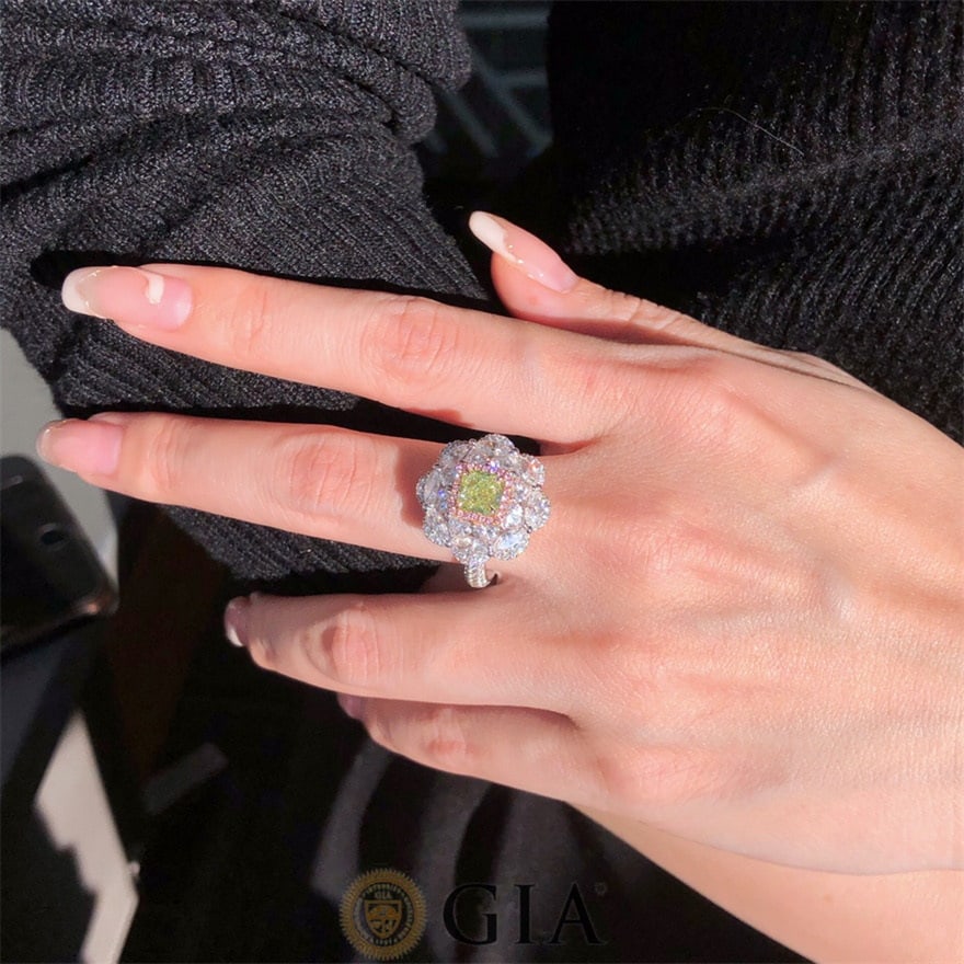 14k Gold 3.70 Ctw Natural Green Diamond & Diamond Ring/pendant( Without Chain ) - 6