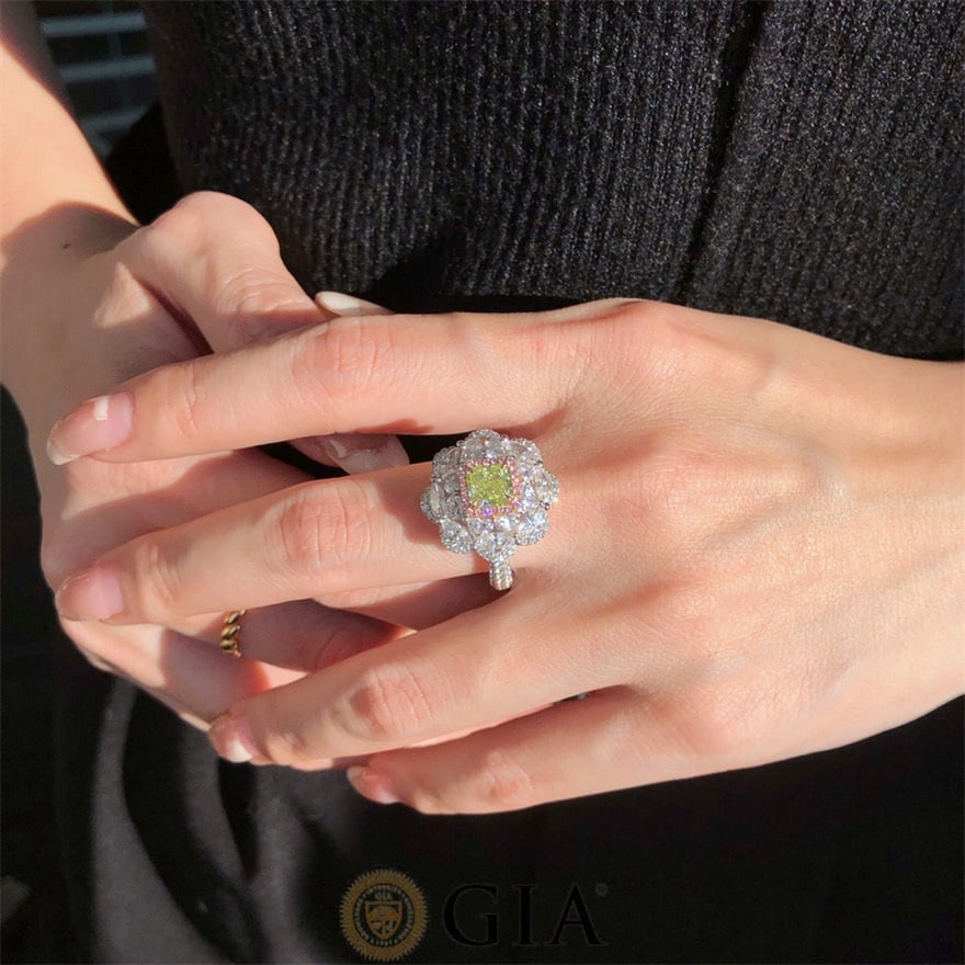14k Gold 3.70 Ctw Natural Green Diamond & Diamond Ring/pendant( Without Chain ) - 8