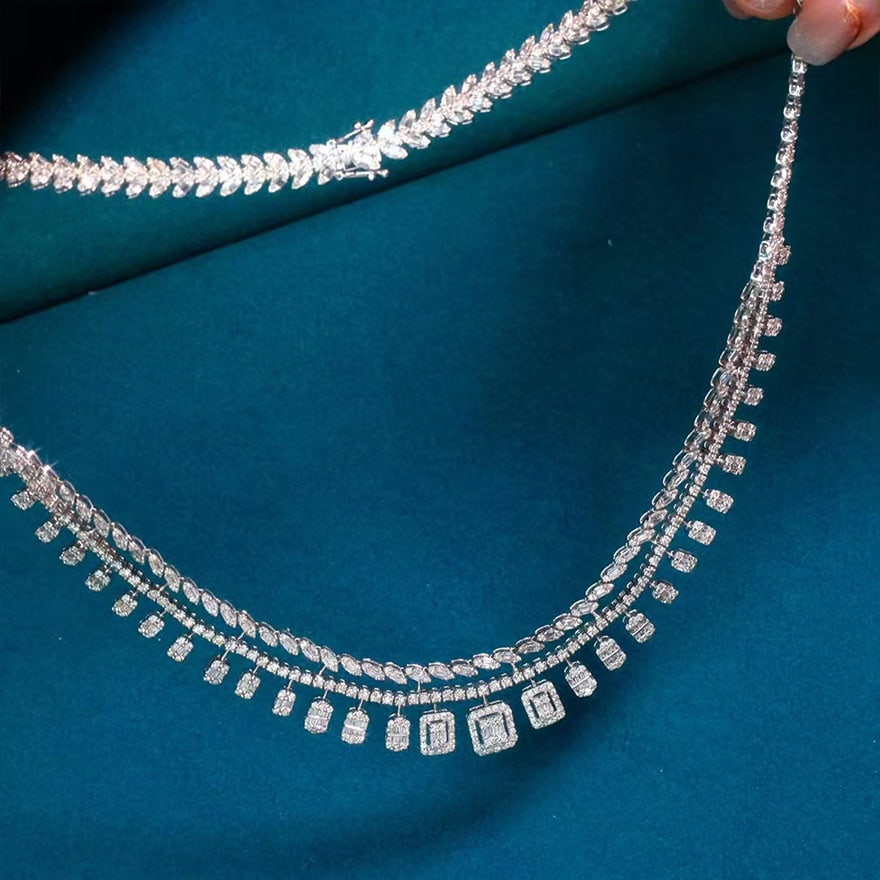 14k Gold 10 Ct Natural H Diamond Necklace - 2