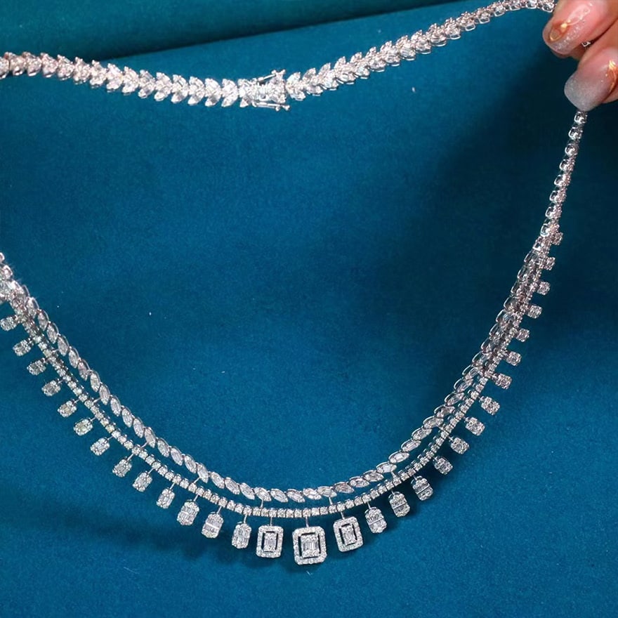 14k Gold 10 Ct Natural H Diamond Necklace - 4