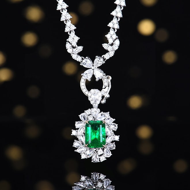 14k Gold 1.92 Ctw Vivid Green Natural Emerald & Diamond Ring/pendant( Without Chain ) - 4