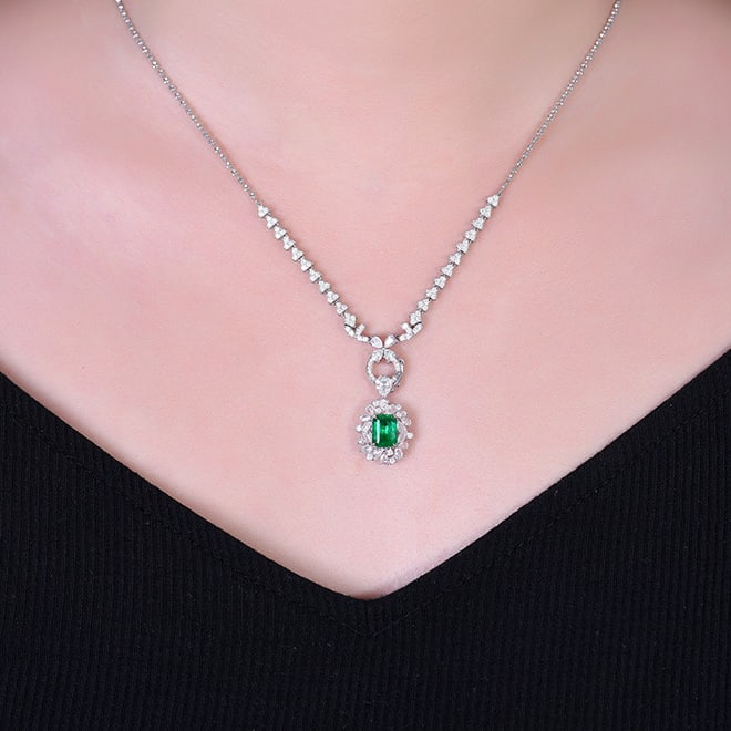 14k Gold 1.92 Ctw Vivid Green Natural Emerald & Diamond Ring/pendant( Without Chain ) - 7