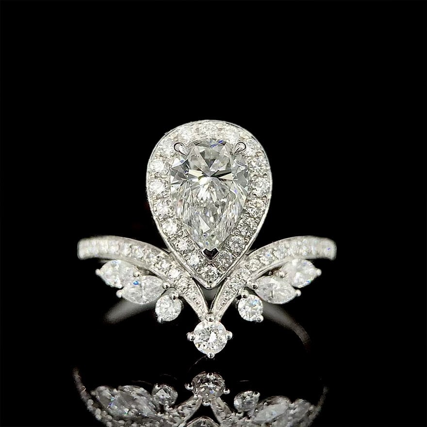 Gia Certified 14k Gold 0.5 Ct Natural D Vs2 Pear Diamond Ring: Ref:231060291 // gold content:14k gold // ring size:7. 25us // // main gemstone:diamond // certified:gia // shape:pear // carat weight:0. 5ct // clarity grade:vs2 // color:d // treatment:natural //