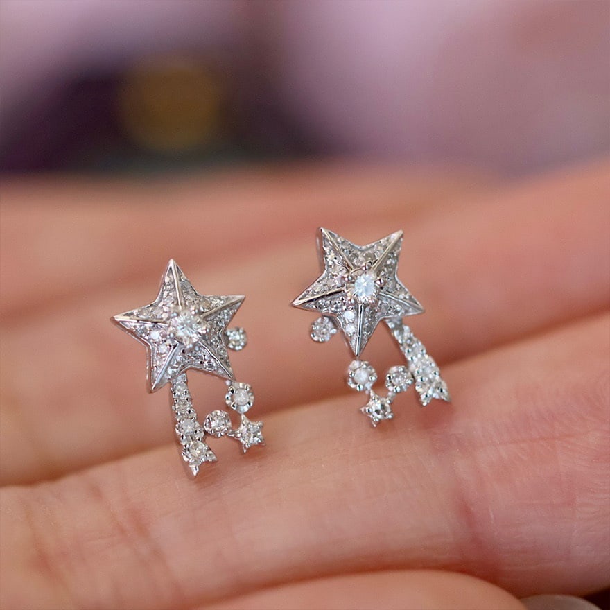 14k Gold 0.24 Ct Natural H Diamond Earrings - 4