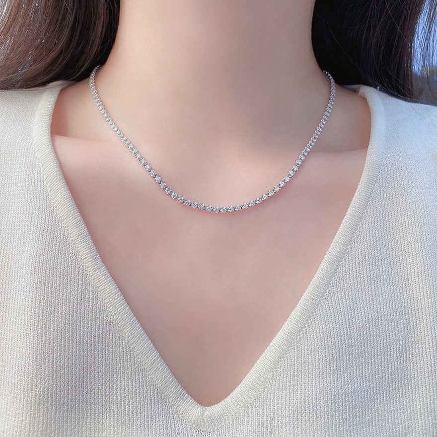 14k Gold 5 Ct Natural H Diamond Necklace - 2