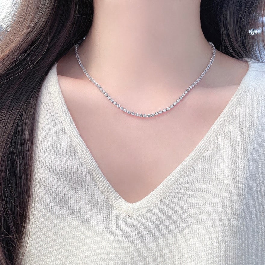 14k Gold 5 Ct Natural H Diamond Necklace - 3
