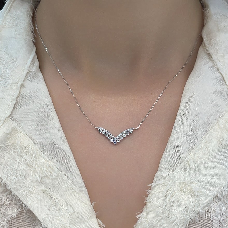 14k Gold 0.50 Ct Natural H Diamond Necklace - 2