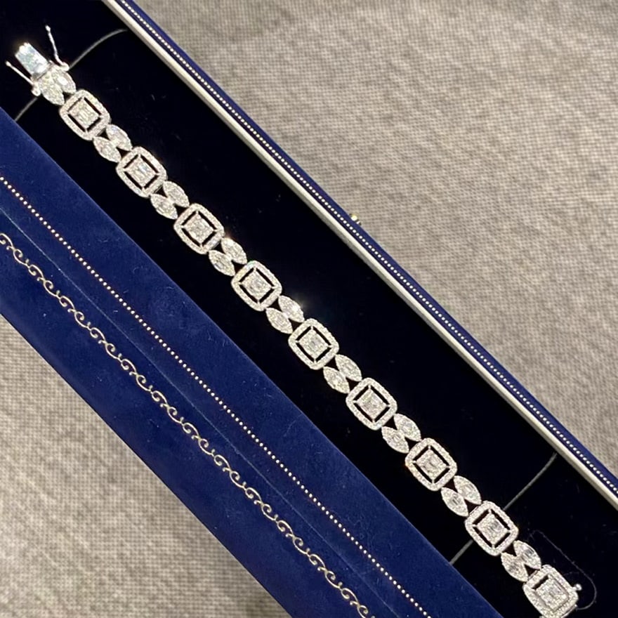 14k Gold 5 Ct Natural H Diamond Bracelet - 2