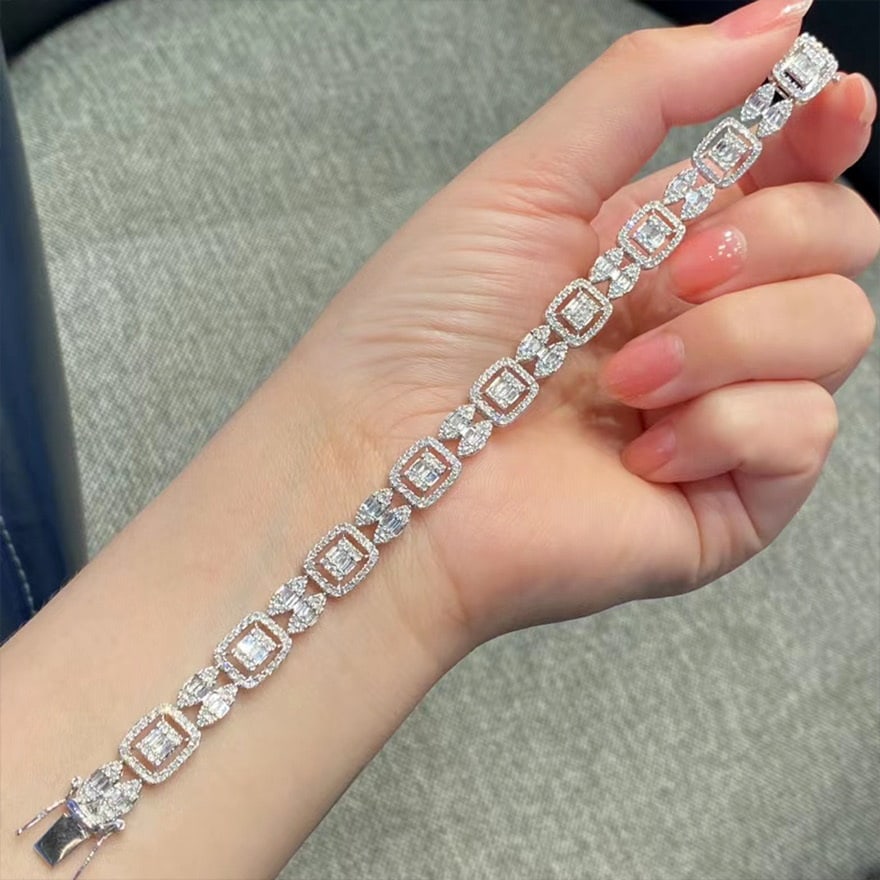 14k Gold 5 Ct Natural H Diamond Bracelet - 4
